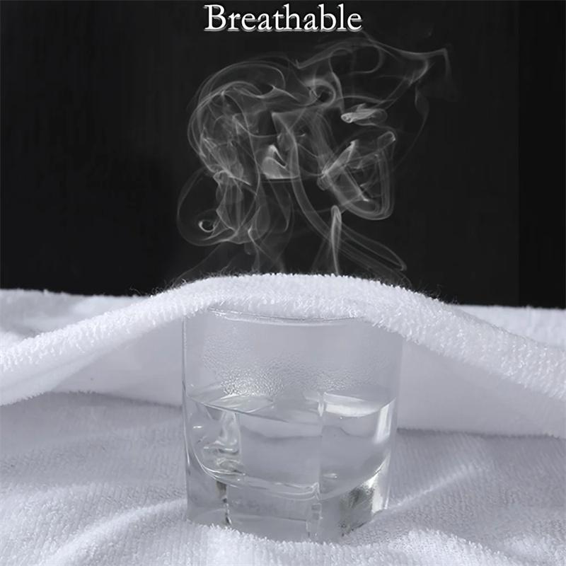 Waterproof White Mattress Pad Cover Terry Cloth Bed Fitted Sheet Elastic Belt Fix Mattress Topper Anti Water Sheet