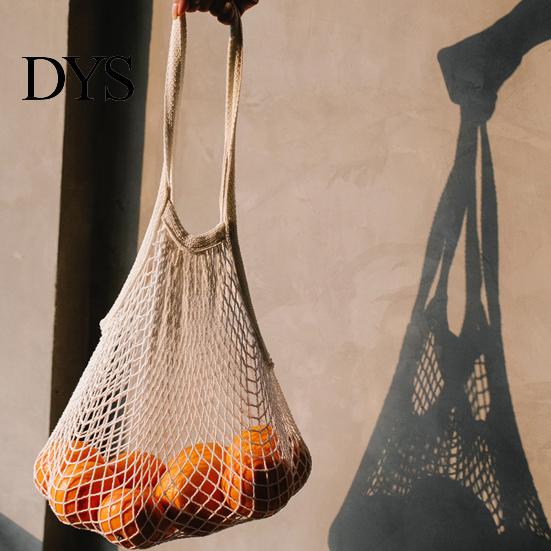 Cotton Mesh Handbag Bag Reusable Grocery Tote with Long Handles Washable Eco-Friendly Shopping Lightweight Foldable Net for Fruits And Vegetables