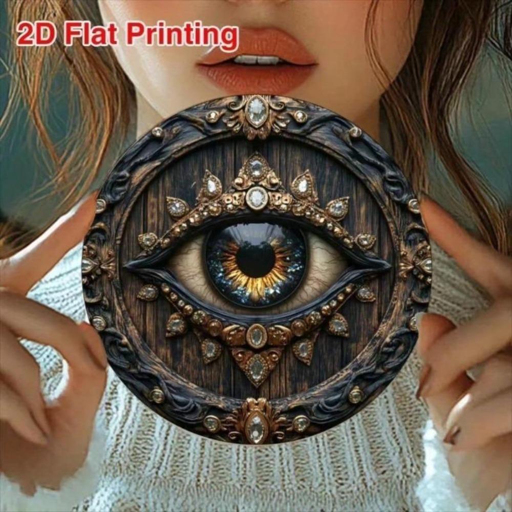 Vintage Metal Wall Art Blue Gold 2D Flat Eye Design Home Decor Garden Kitchen Living Room