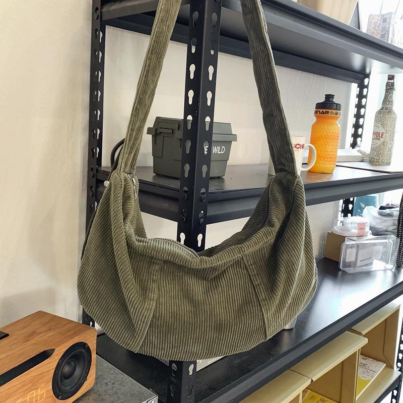 Corduroy Large Capacity Crossbody Bags for Women Vintage Hobos Shoulder Bag Ladies Solid Color Fashi Female Purses Handbags