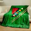 A Triangle of Red Snooker Balls, Colored Balls, Cues, and a Green Table. for All Seasons Blanket Lunch Break Throw Gift