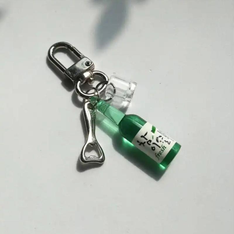 Unique Culture Inspired Beer Soju Bottle Keychain Charm Purse Decoration For Decorative Use And Fun Personalization
