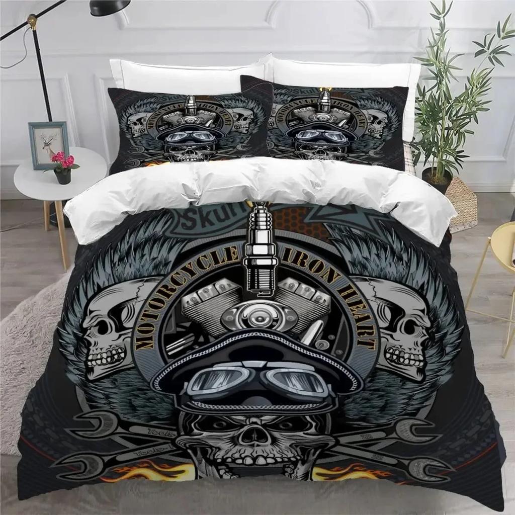 Luxury New 3D Print Skull and Beauty Duvet Cover Set Full Size Gothic Sugar Skull Angels and Demons Bedding Set Double Bed Sets
