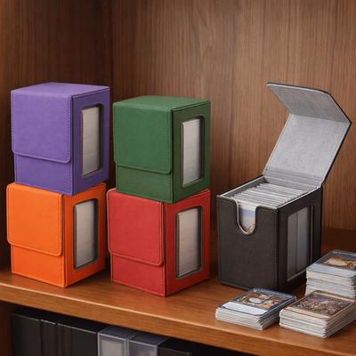 Caja de Colección con Ventana de PU Cierre Magnético Caja para Baraja de Cartas a Prueba de Humedad con Tapa Organizador de Cartas de Juego Resistente a las Manchas