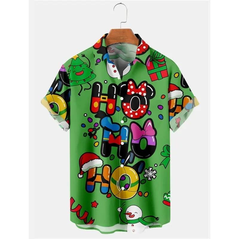 Camicia Casual Natalizia Stile Hawaiano Cardigan da Uomo per Capodanno Camicia a Maniche Corte Camicia da Uomo alla Moda