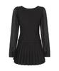 Iligo Preppy Ribbon Pleated Dress Black