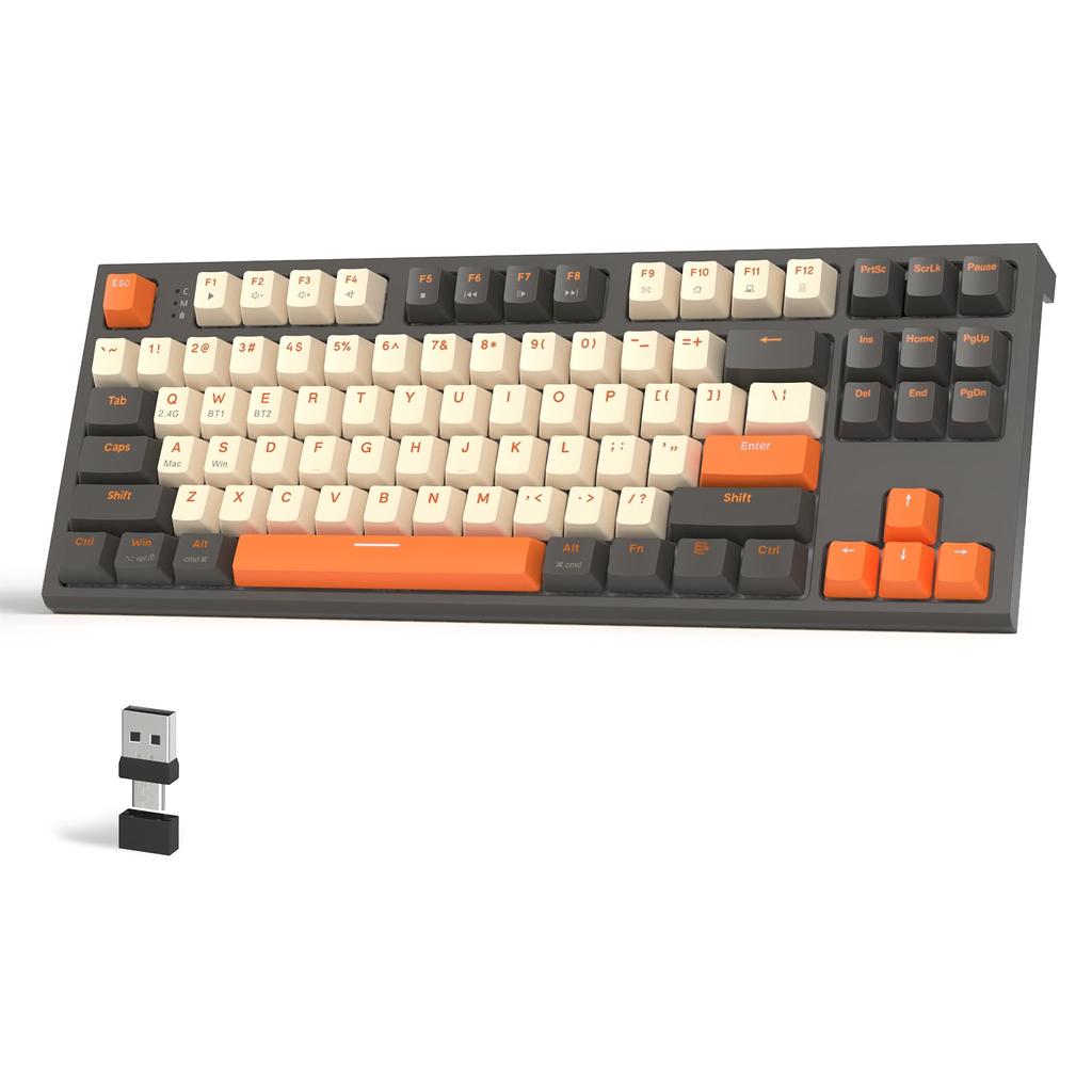 ATTACK SHARK X ZIYOU LANG M88 Mechanical Keyboard, Wireless Bluetooth 5.02.4Ghz with Receiver, Hot-Swap, Tenkeyless, 87-Key Compact Design, AAA