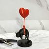 Floating Cat Heart Balloon Figurine 3D Printed Cute Black Cat Statue Romantic Desktop Ornament for Living Room Bedroom Bookshelf Nightstand Decor