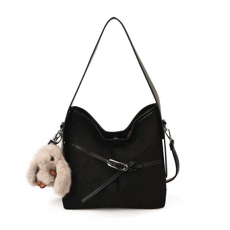 New Fashi Women Commuting Shoulder Bag Retro Casual Large Capacity Bucket Bag Comfortable and Versatile Texture Handle Bag