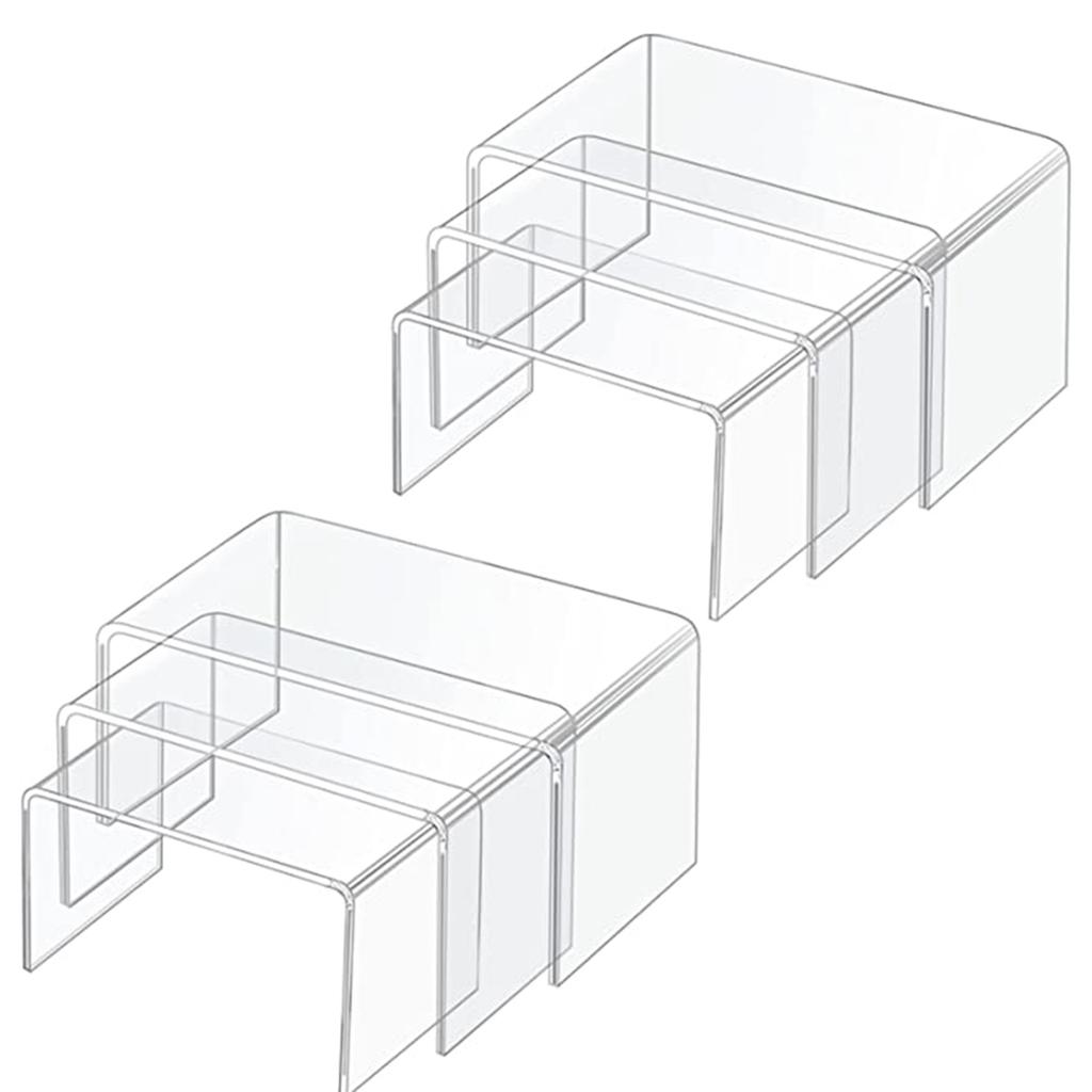 3pcs Clear Acrylic Display Risers Rack Stackable Cupcake Stand Showcase For Dessert Cosmetics