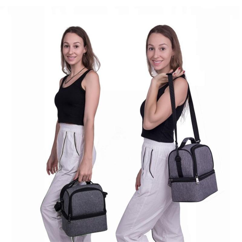 Borsa da picnic portatile a doppio strato Borsa da pranzo con isolamento termico per frigorifero Borse per alimenti Bento Contenitore da campeggio Dispositivo di raffreddamento per bevande