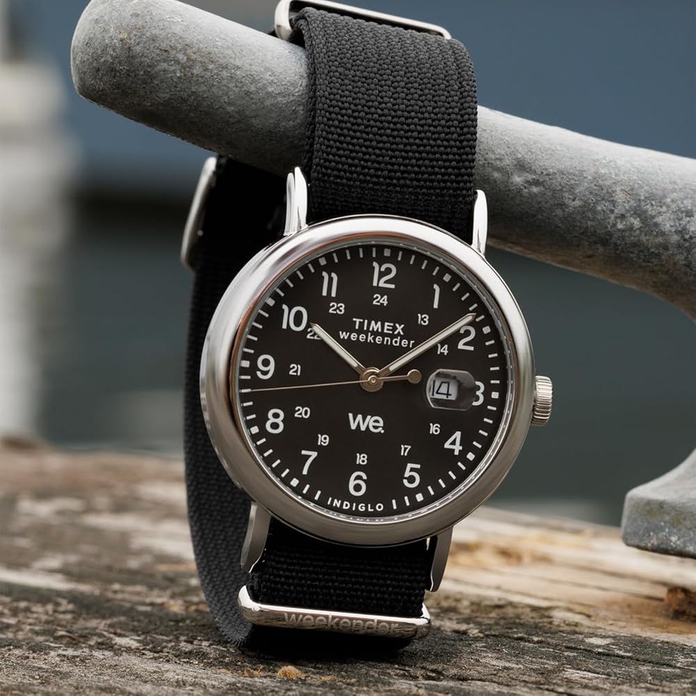 Timex Weekender Unisex Quartz Watch 5 ATM Water Resistant Black Dial Brass Case