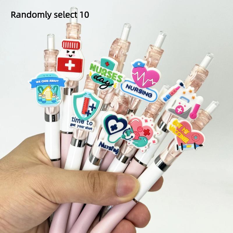 6/10 Stück Krankenakte Stifte Krankenschwester Arzt Schreibgelstifte Tag der Krankenschwester Geschenk Student Einziehbarer Kugelschreiber