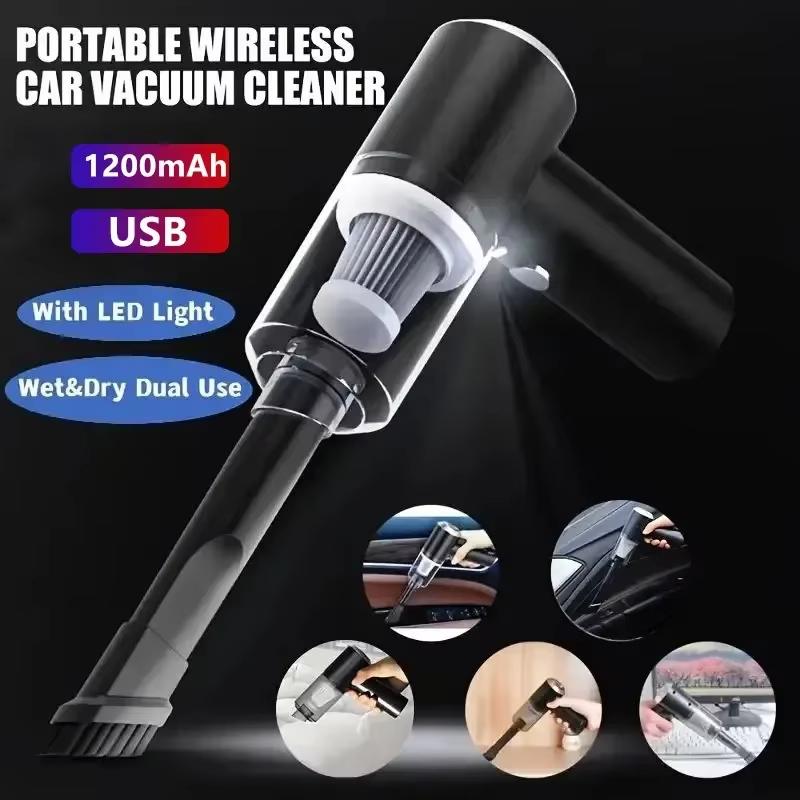 Handheld Car Vacuum Cleaner Powerful Wireless Dust Collector USB Rechargeable 1200mAh Portable Cleaning Appliance for Home and Auto