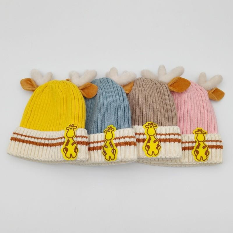 Autumn and Winter Children's Knitted Hat with Thick Velvet Cartoon Warm Hoodie Super Cute Baby Boys and Girls Pure Cotton Hat