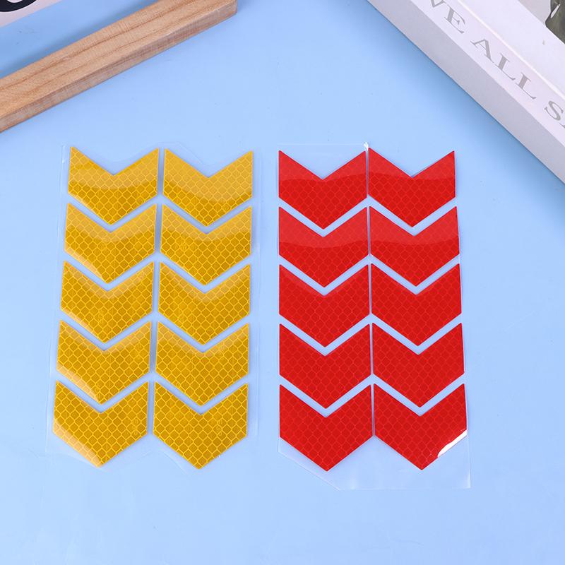 10 Piezas/Set Cinta Reflectante de Señal de Flecha Adhesivo de Seguridad de Advertencia Para Parachoques de Coche Maletero Reflector Cinta de Peligro Accesorios para Motocicleta