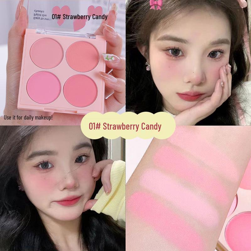 

Four-Color Matte Blush Palette: Peach & Pink Nude Tones with Creamy Cantaloupe Shade