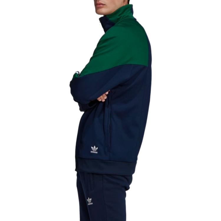 adidas Giacca con zip Originals Big Trefoil Logo astratto a blocchi di colore Uomo Giacca Verde GE6235