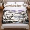Wolf Theme Soft Blanket Personalized Custom Name Text Print Warm Blanket Home Sofa Bedroom Decor