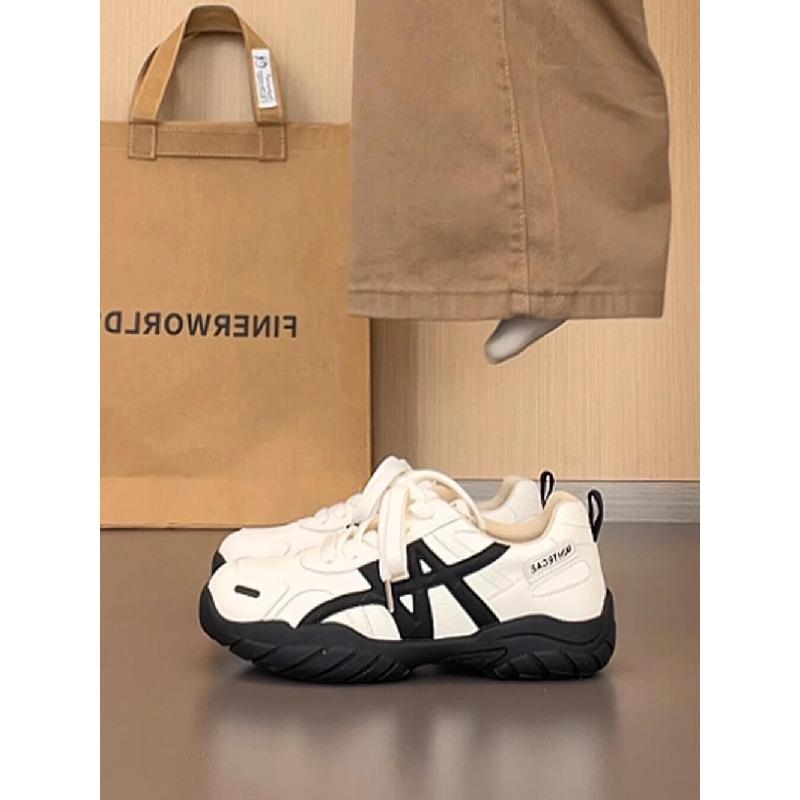 Thick Bottom Contrasting Color Splicing Inner Height Increase Women's New Retro Versatile Leisure Sports