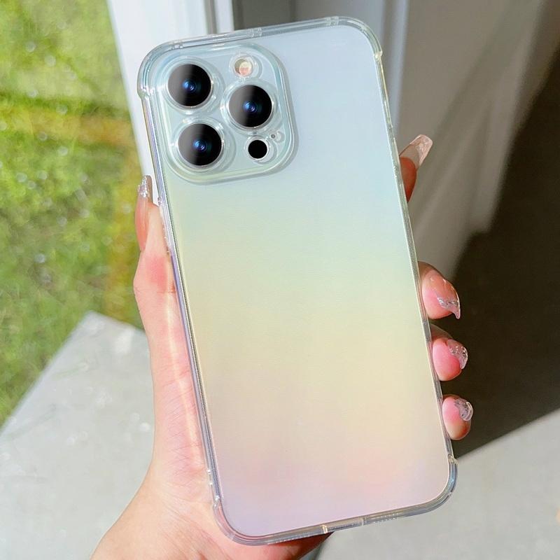 Rainbow Color Phone Cover For iPhone 15 14 Pro Max 13 12 11 Samsung S24 S23 S22 Ultra A23 A24 A53 Camera Protection Shockproof Clear Case
