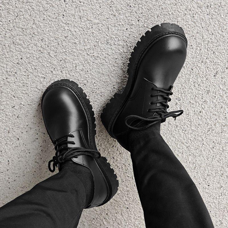 Men's Winter Derby Shoes - High-End British Style, Round-Toe Leather with Thick Sole, Japanese-Inspired Suit Shoes