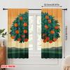2pcs 2D flat printing Curtains Orange Tree Fruits Harvest Polyester Without Electricity Holiday Decorations Use for Holiday