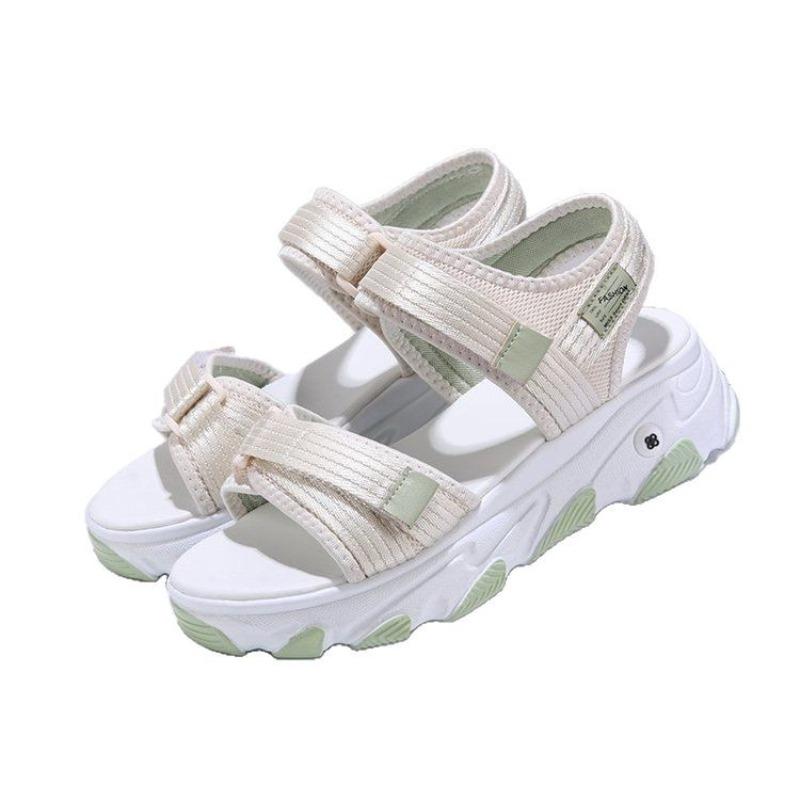 Damen Plateausandalen im Dad-Stil, Verstellbares Klettverschluss-Design, Hohe Plateau-Sohle für Strand und Freizeit