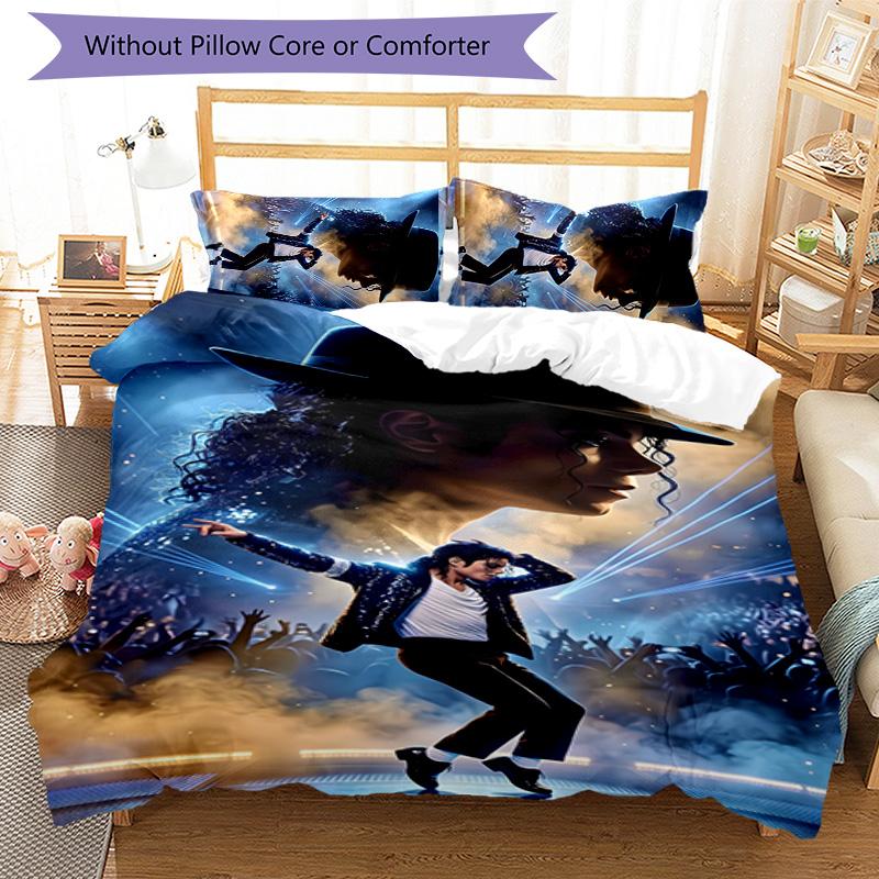 3pcs Michael Jackson Design Cover Set - HD Printed Bedding with 1 Cover and 2 Pillowcases - Perfect for Home and Dorm Decor