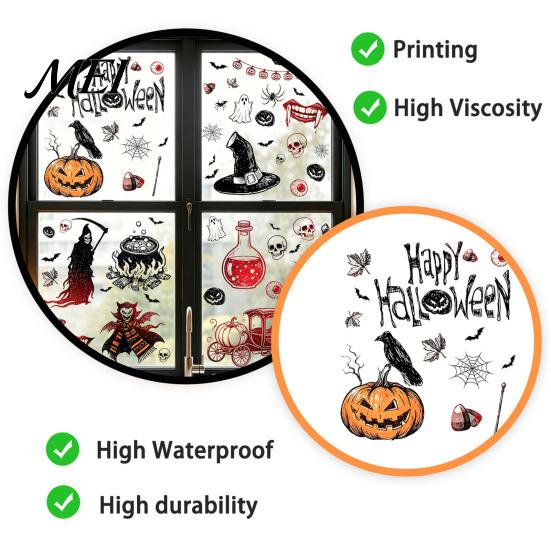 Dark Aesthetic Home Ornaments 9PCS Halloween Static Window Stickers, Gothic Silhouette Decals, Reusable Retro Horror Stickers Waterproof PVC for Glass
