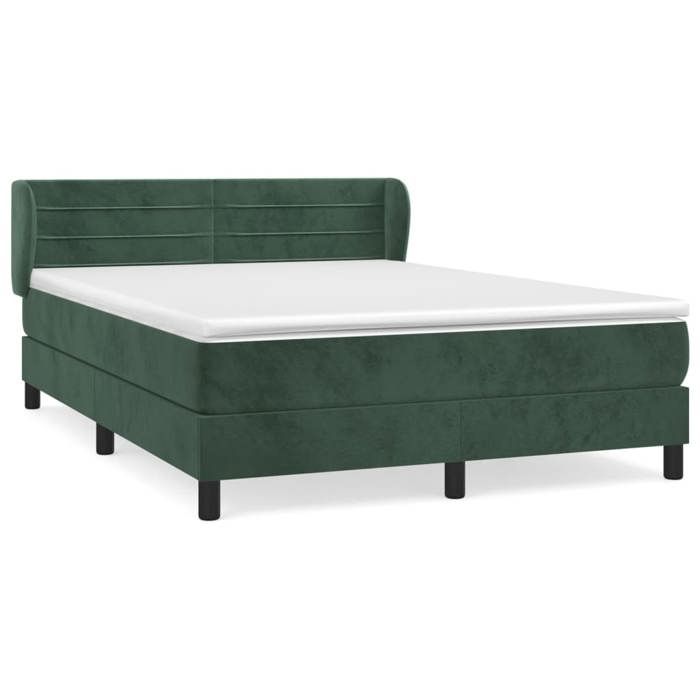 3127550 vidaXL Divan Bed and Mattress Dark Green 140x190cm Velvet