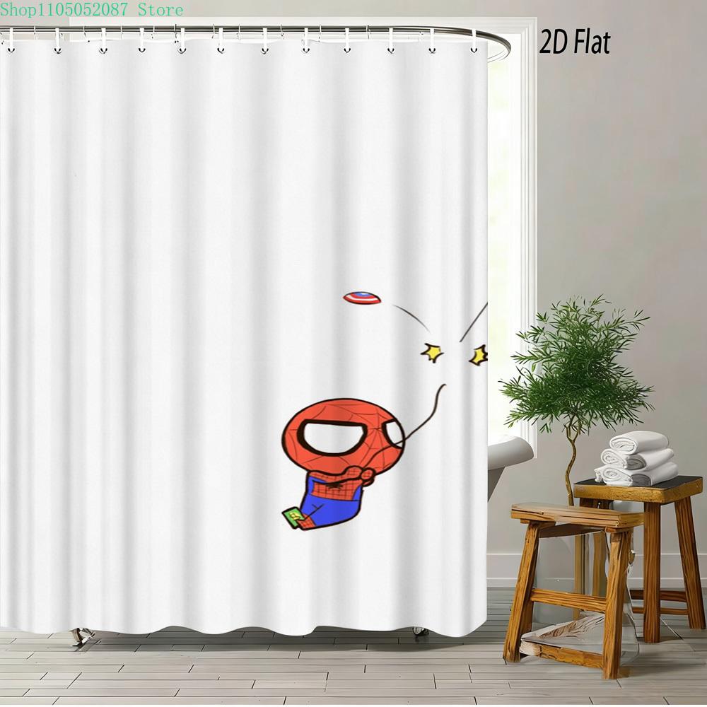 Spider-Man Red Web Pattern Waterproof Shower Curtain For Superhero Bathroom Decor