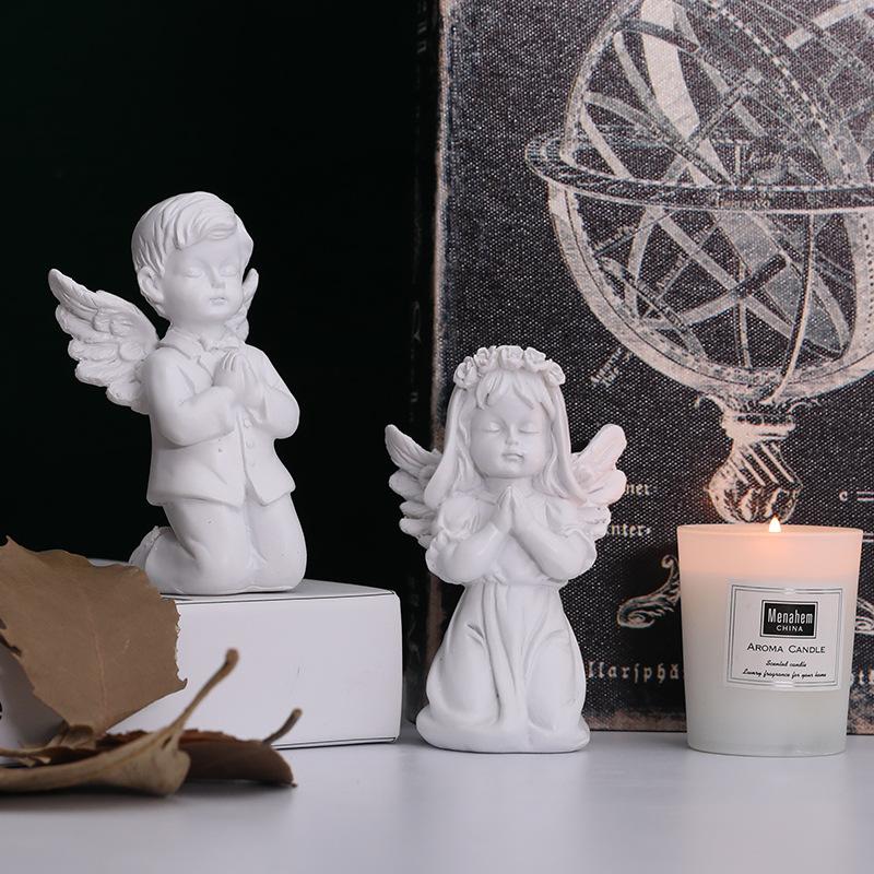 Cherub Angels Praying Sculpture And Statue Garden Christian Angel Figurine Ornaments For Home Decoration Table Party Decor