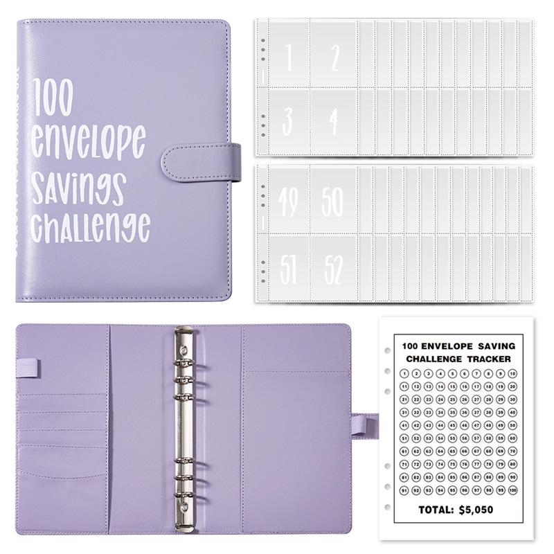 100-Day Savings Challenge A5 Planner & Budget Book with Four-Grid Photo Album