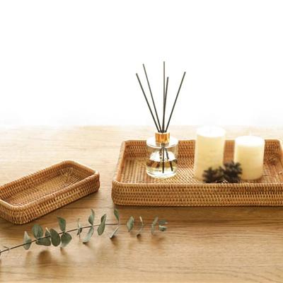 Neuer handgewebter Aufbewahrungskorb aus Rattan, quadratisches Weiden Tablett, Picknickkorb, Brotteller, Lebensmittelplatte, Obstkuchen Kleinkrambox, Heim Schreibtischdeko