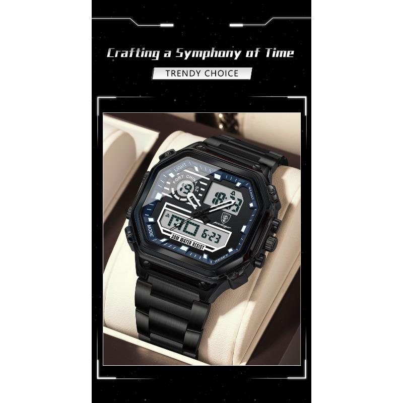 POEDAGAR Top Luxury Men Quartz Watch Waterproof Stainless Steel LED Man Watch Week Date Sports Military Electronic Watches