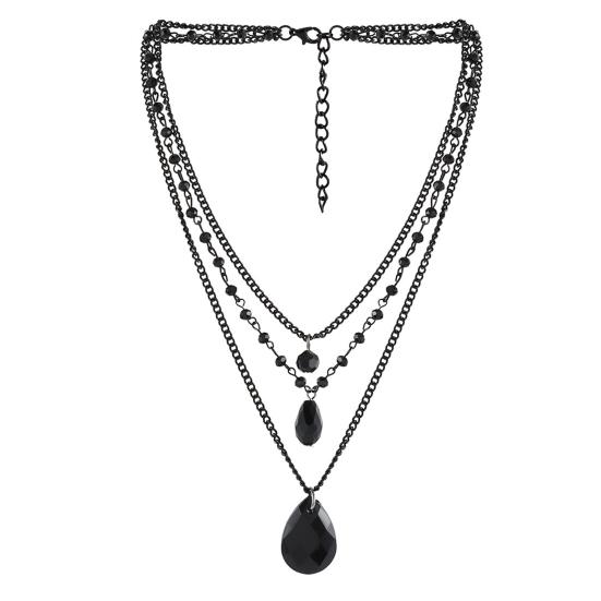 Gotisk Halskjede Kvinner Halloween Halskjede Svart Måne Anheng med Flerlags Metallkjeder Perler Flaggermus Choker Halskjede for Cosplay Kostymefest