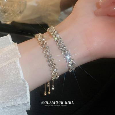 Diamond-Embedded Geometric Pull-out Bracelet Fashion Unique Design Bracelet Temperamental Minority Versatile High-Grade Bracelet for Women