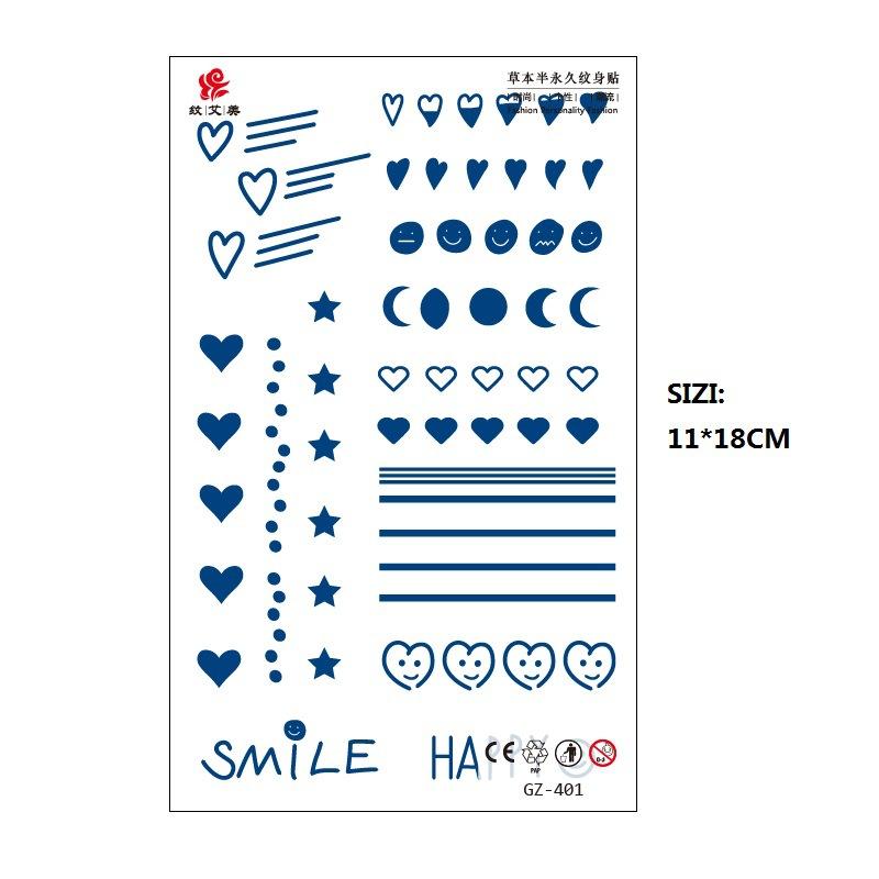 Herbal Juice Long-Lasting Non-Reflective Tattoo Sticker Gradual Change Non-Reflective Gz Series Keep For 15 Days