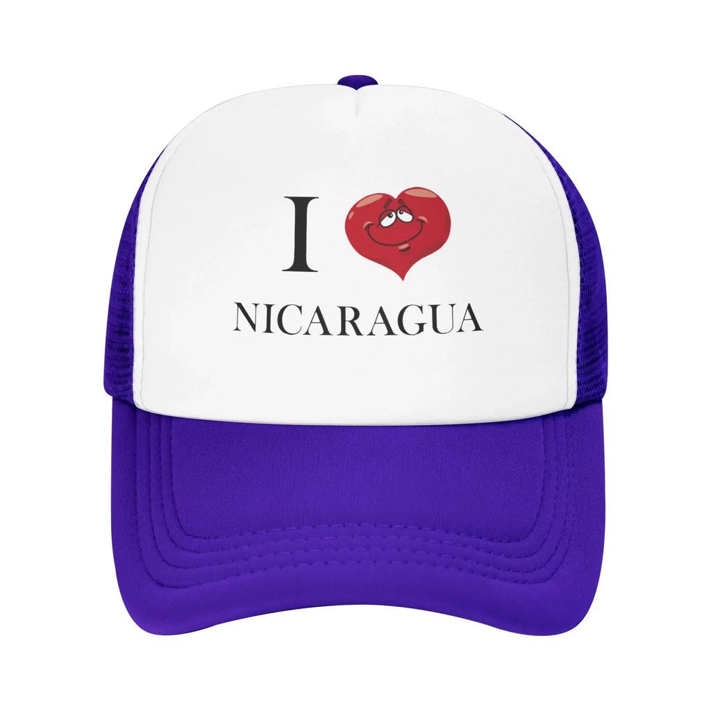 I love Nicaragua Funny Expression Custom Mesh Baseball Caps Women  Adult Female Beach Bucket Hat Trucker Cap