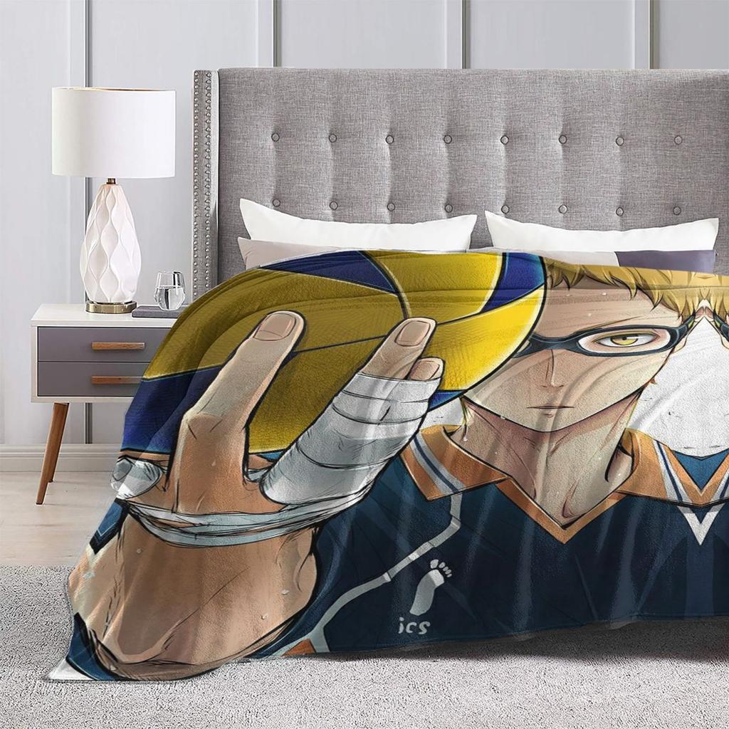 Haikyuu - Tsukishima Manga Blankets Soft Warm Flannel Throw Blanket Plush for Bed Living room Picnic Travel Home Couch