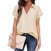 Women's Casual Black Short-Sleeve Shirt - Versatile Solid Color for Business or Leisure
