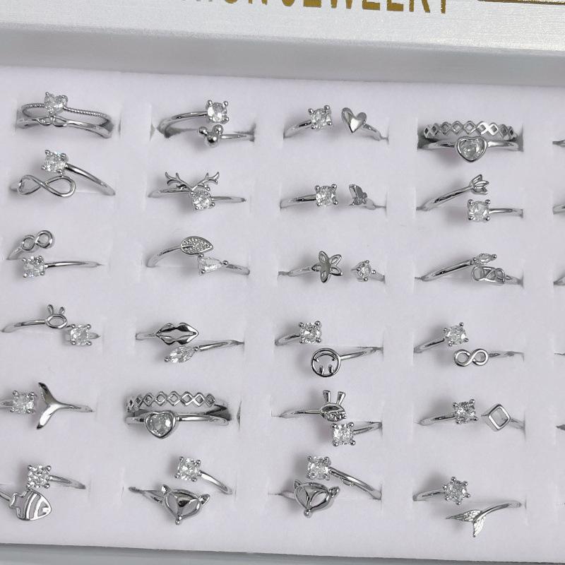 10Pcs Love Ring Women s Simple Cool Style Adjustable Ring for Index Finger - Zirconium Ring серебряный