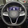 Hand-Stitched DIY Black Artificial Leather Car Steering Wheel Cover For Volkswagen VW Golf 8  Atlas