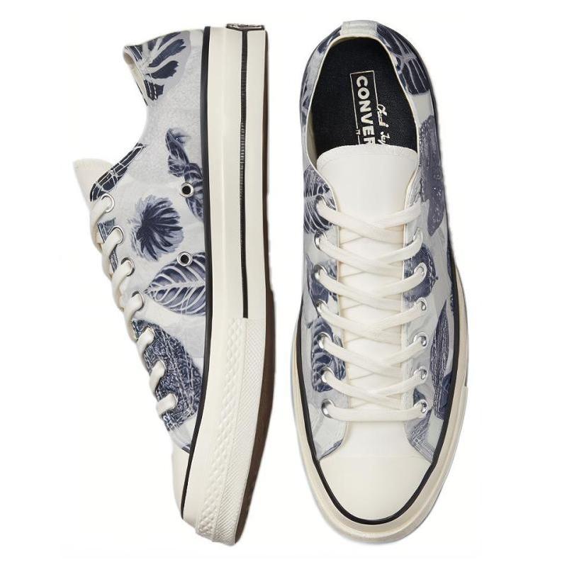 Converse 1970s Chuck Taylor All Star Leaf Print Low-top Canvas Shoes Unisex Gray Blue