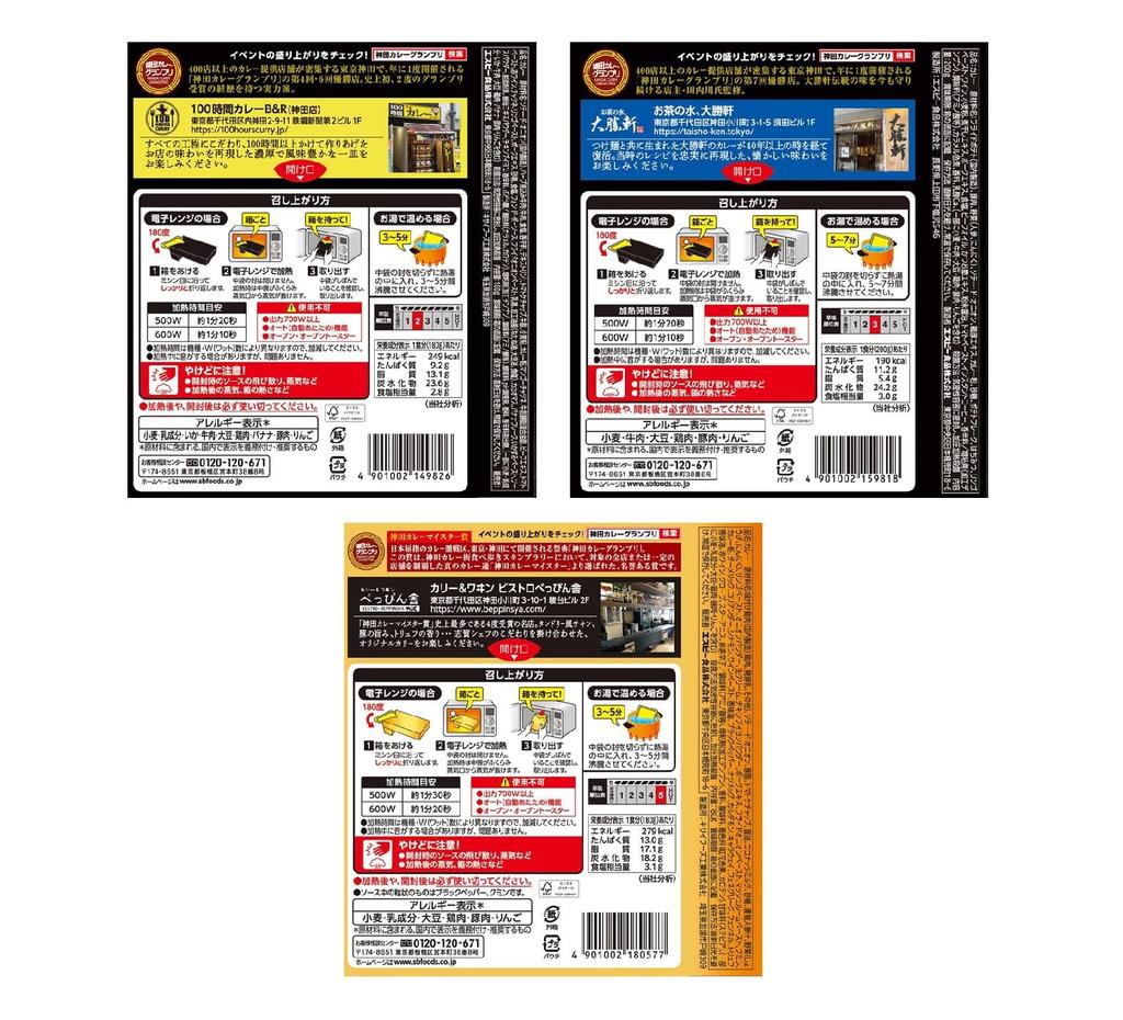 Kanda Curry Grand Prix Series set contents may change depending on the season S&B 6-item Set