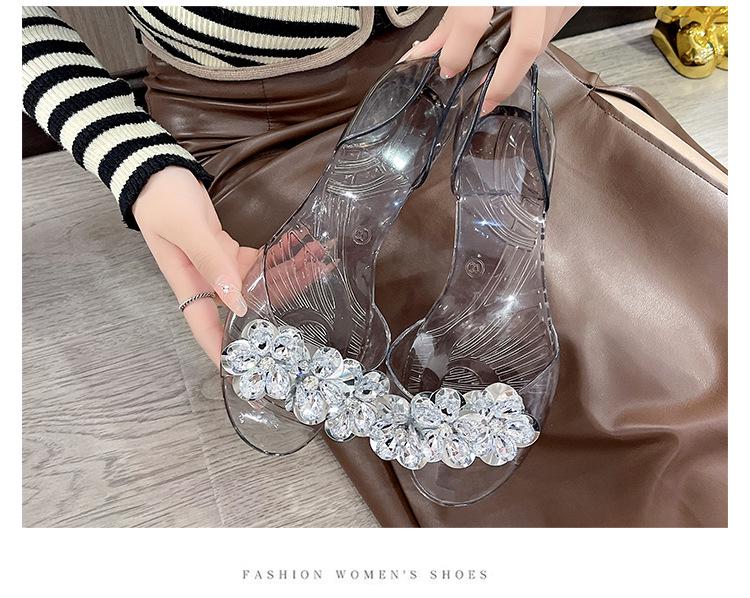 Bingbing Dames Sommer Glitter Krystall Flate Jelly Sko