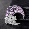 Yousheng Brooch Moon Stars Design Sparkling Rhinestone Alloy Brooch Clothes Hair Hats Bags Brooch Pin Clothes Hair Hats Bags