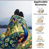 1pc Peacock Garden Lightweight Flannel Blanket, Comfortable and Warm Blanket, for Office and Camping Sofa Bed, Livingroom194