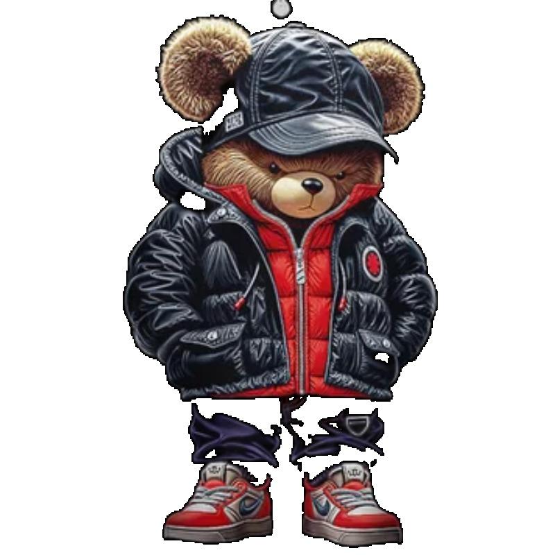 Oversized Crewneck T Shirt Black Bear Graphic Print Streetwear Fashion Casual Wear